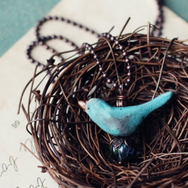 turquoise bird necklace 