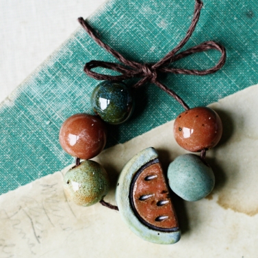 pink melon bead set 