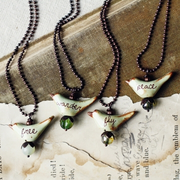 birds with words- necklaces 